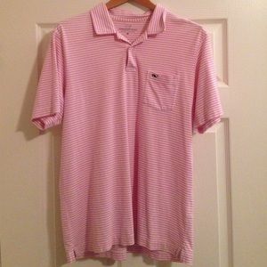 Vineyard Vines White and Pink Polo Medium
