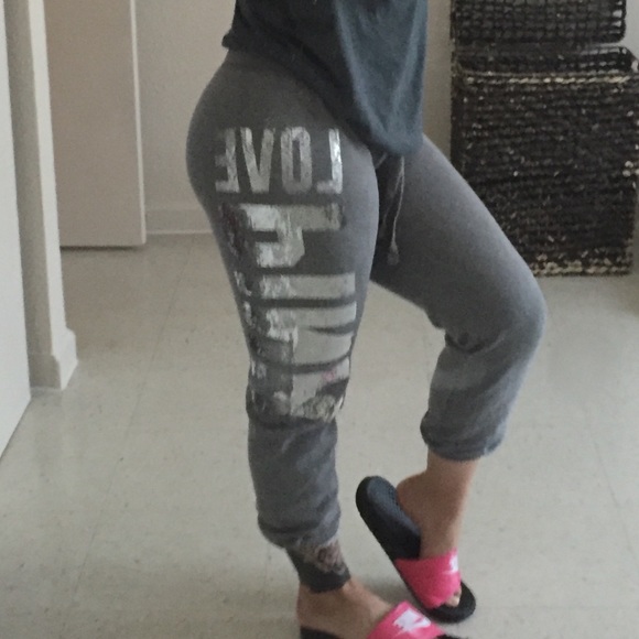 Pink VS sequin sweatpants