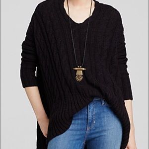 NWT free people easy cable v sweater