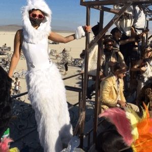 White faux fur pants from J Valentine LED light up