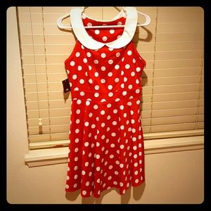 Red and white polka dot dress