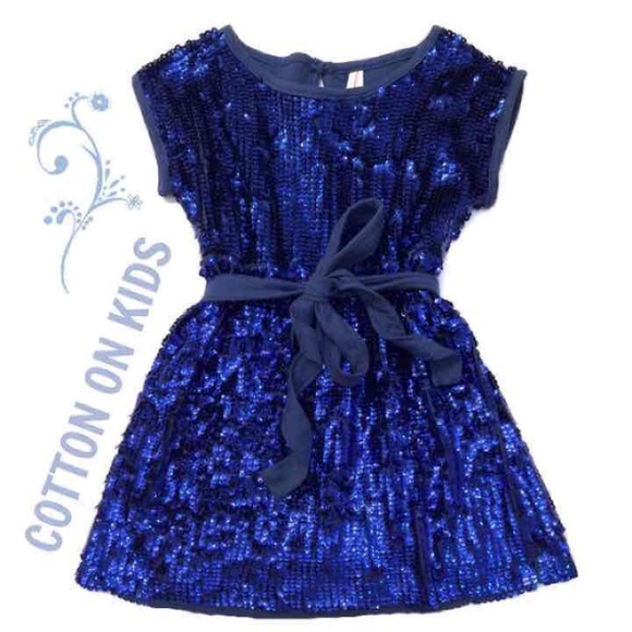 EUC Cotton On Kids 4t royal blue sequin dress
