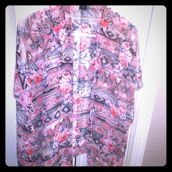 Tribal and rose print shawl