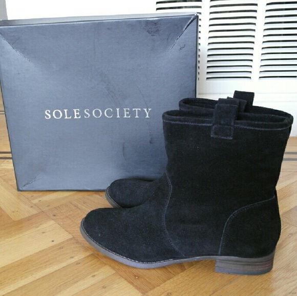 Sole Society NATASHA Black Suede Ankle Booties
