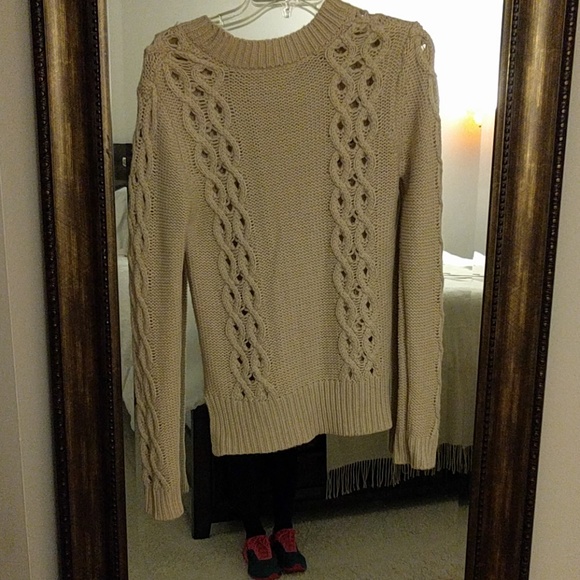 Tan cable knit sweater from lizard thicket - Picture 2 of 2