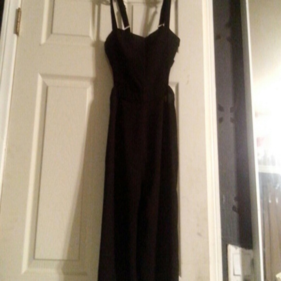 Black cutout back jumpsuit/overalls