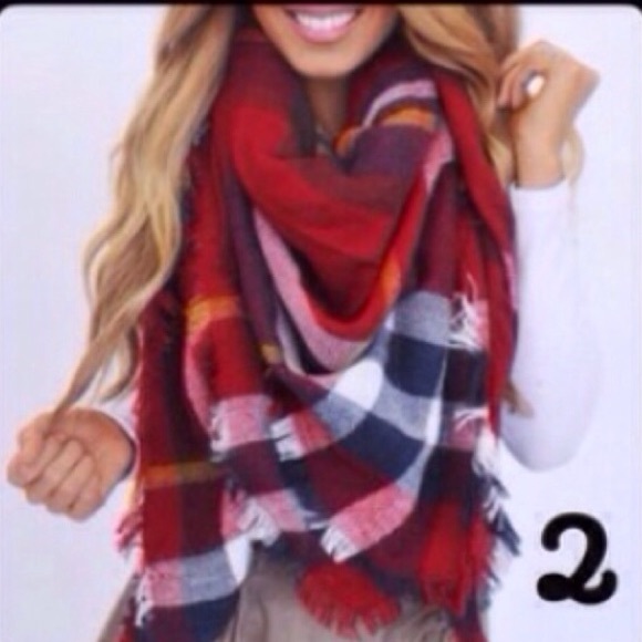 ❤️LAST❤️  Oversized Plaid Tartan Blanket Red Scarf - Picture 2 of 4