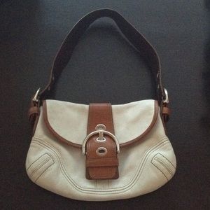 White and tan leather Coach Purse