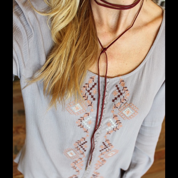 Gray embroidered detail tunic - Picture 4 of 4