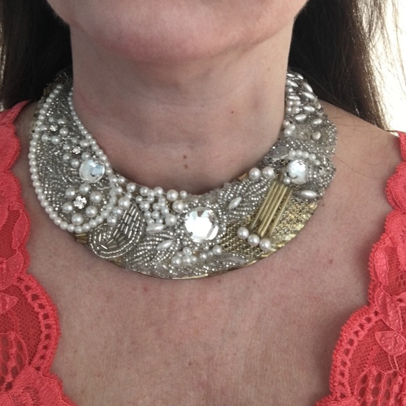 Vintage Pearl & Beaded Statement Collar Necklace - Picture 4 of 4