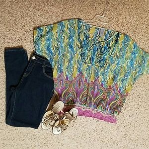 New Directions Sheer Multi-Color Top