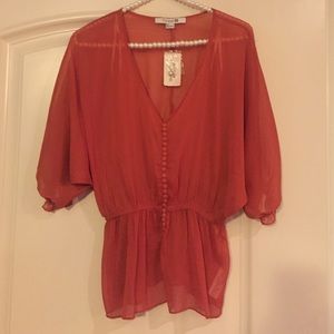 Forever 21 Orange Flow Blouse Size S