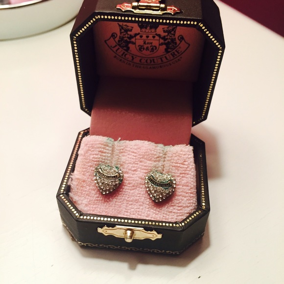 Juicy Couture Crystal Heart Stud Earrings
