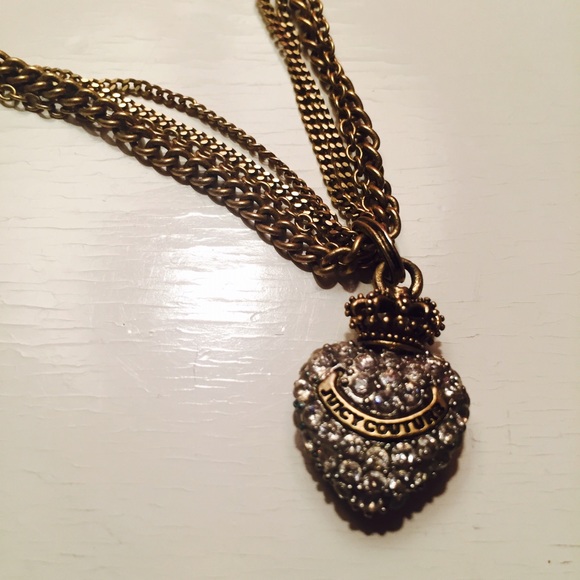 Juicy Couture Gold and Crystal Heart Necklace