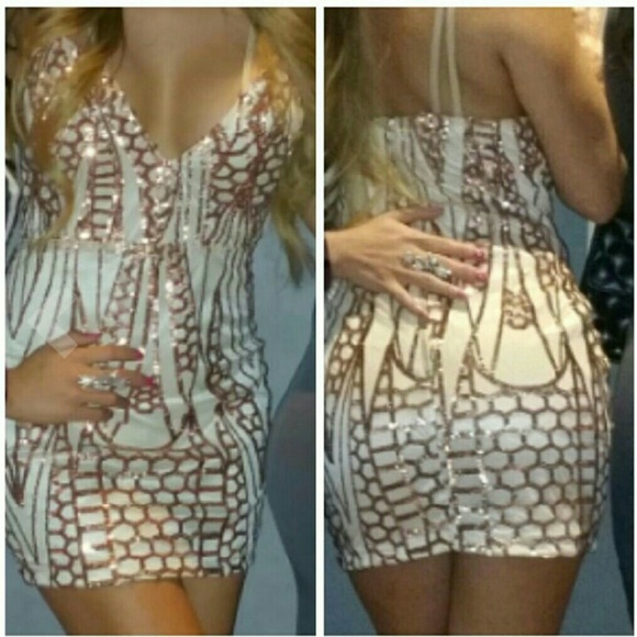 Sleeveless Sequin Deep V Neck Bodycon Club Dress