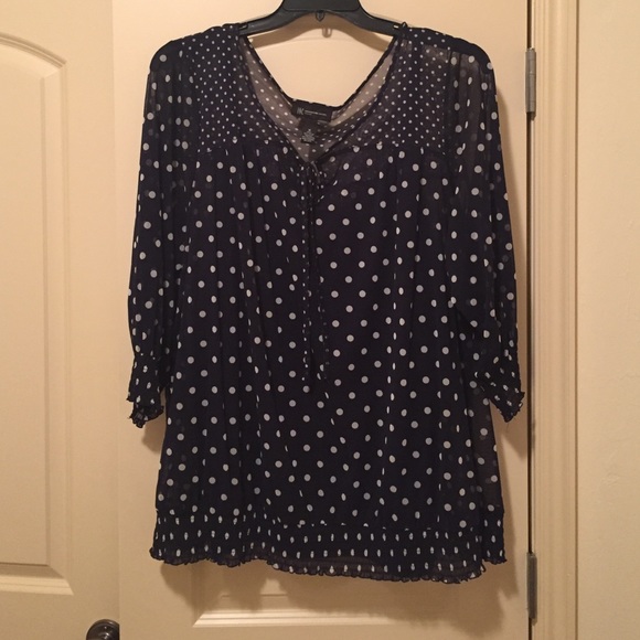 ✨SALE✨INC Polka Dot Sheer Blouse with 3/4 sleeves