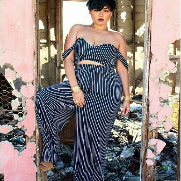 Navy Pinstripe 2 Piece Set ONLY ONE SET REMAINING - Picture 2 of 4