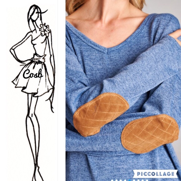 1 Left! HP!🎉🎉Blue Light Sweater w/Elbow Patches - Picture 3 of 3