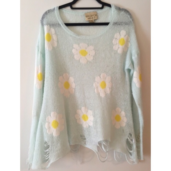 WILDFOX DISTRESSED SUNFLOWER SWEATER