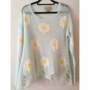 WILDFOX DISTRESSED SUNFLOWER SWEATER