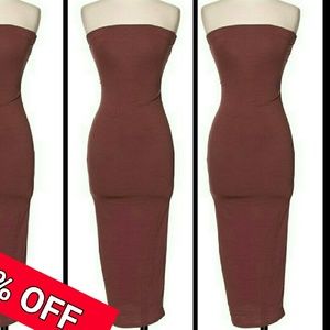 Mauve Strapless midi dress