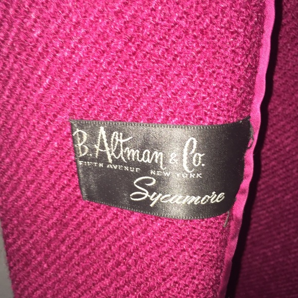 B. Altman & Co. Maroon Cashmere Wool Coat Jacket - Picture 3 of 4
