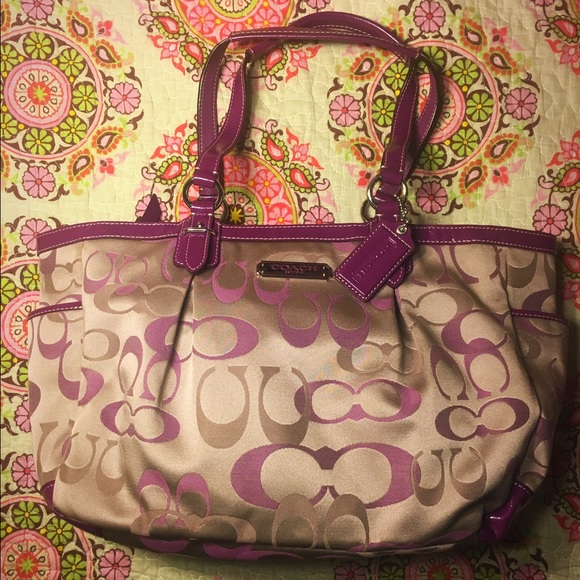 Coach purse - Khaki and Purple - **Authentic**