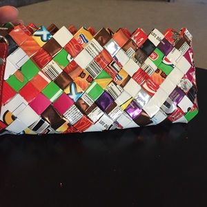 Recycled candy wrappers wristlet