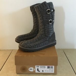 UGG Tularosa Route Cable Knit Boots Charcoal 6
