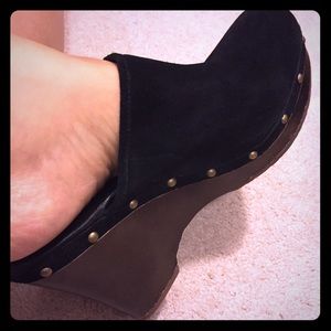 Ugg black suede shearling clogs size 12
