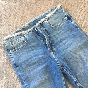 All Saints Frayed Waistband Blue Jeans