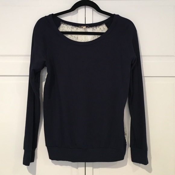 Anthropologie Bordeaux Sweatshirt with Lace Back - Picture 2 of 4