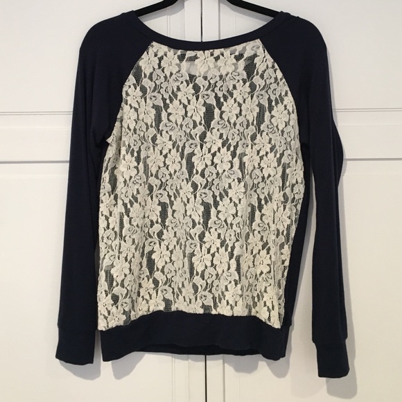 Anthropologie Bordeaux Sweatshirt with Lace Back - Picture 4 of 4