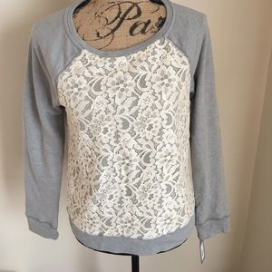 Lace front sweatshirt
