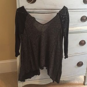Black lace and knitted shirt