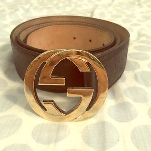 Classic monogram Gucci wide buckle belt