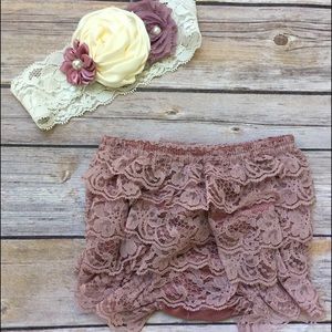 Mauve Ruffle Bloomers and Headband