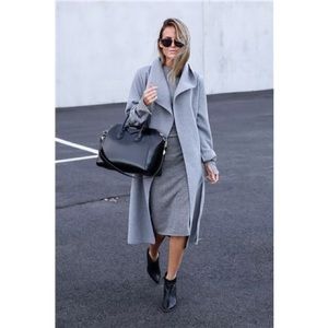 Stylish Grey Waterfall Belted Trench Coat