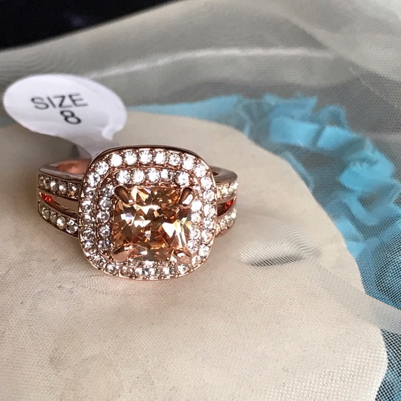 18K RGP AAA CZ. Halo ring. Dazzling Shine! - Picture 4 of 4