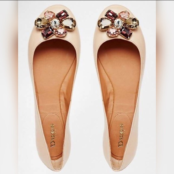 NIB Dune London Hubble Embellished Leather Flats - Picture 3 of 4