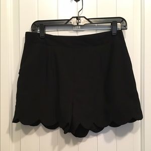 Black Scalloped Shorts