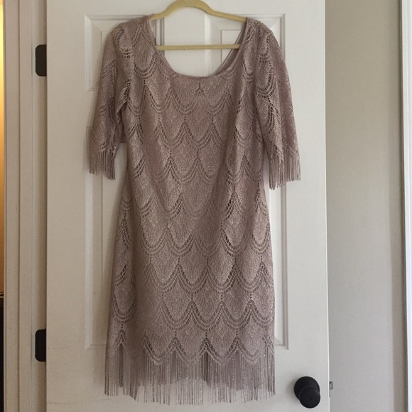 Champagne glitter frill Jessica Simpson dress