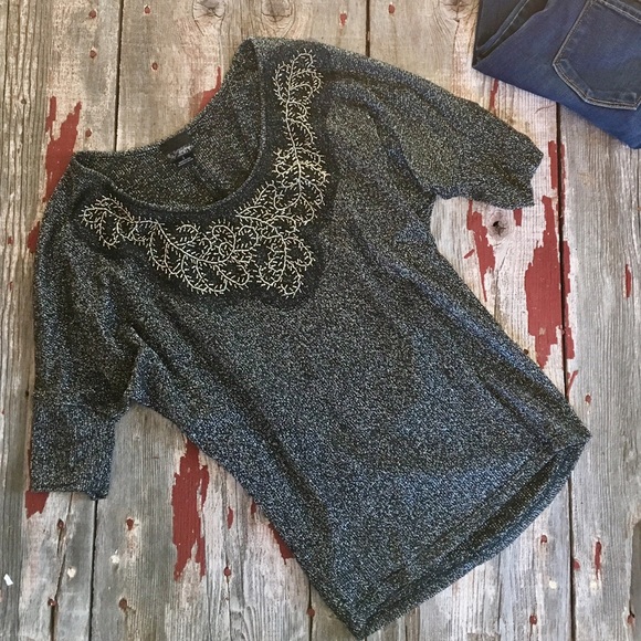 🌟ONE DAY SALE🌟Black & silver beaded shirt