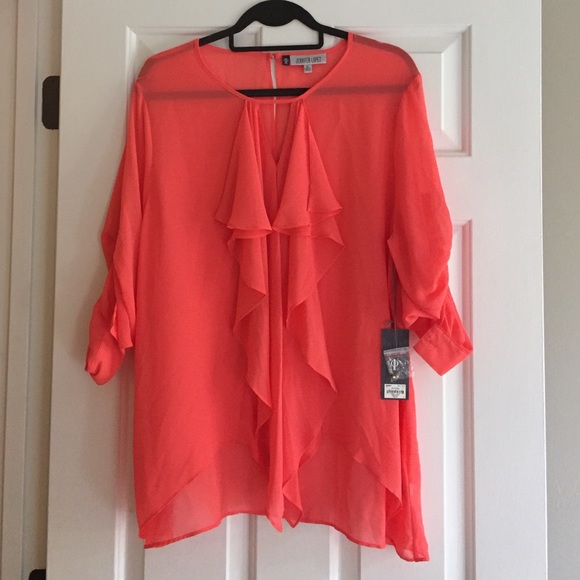 Jennifer Lopez coral shirt