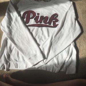 White and Burgundy pink sweater make an offer