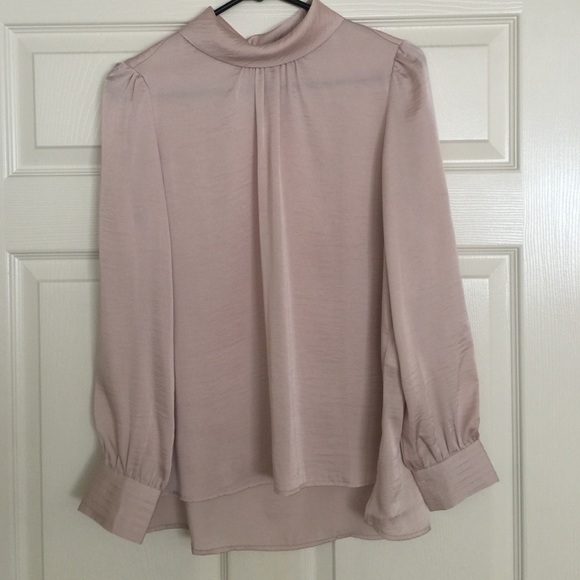 Pale pink silk long sleeve blouse