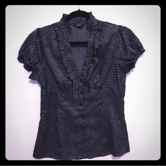 Gorgeous Black And White Polka Dot Blouse - image 1