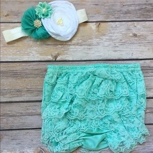 Mint Green Ruffle Bloomers and Matching Headband