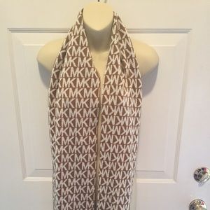 Michael Kors tan and white scarf