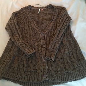 Free People Cable Knit Cardigan with Pockets